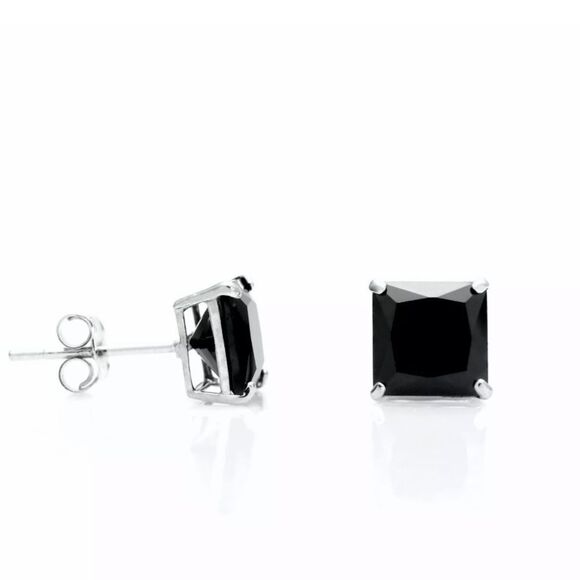 Brand New Real Gold Black Diamond Studs Earrings - Picture 3 of 3